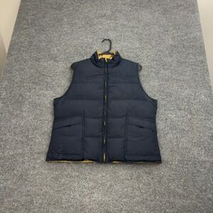 Lauren Ralph Lauren Puffer Vest Womens L Navy Gold Reversible Quilted Down Fill